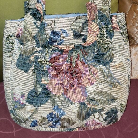 VNTG 80's Floral Canvas Shoulder Bag - Picture 2 of 9